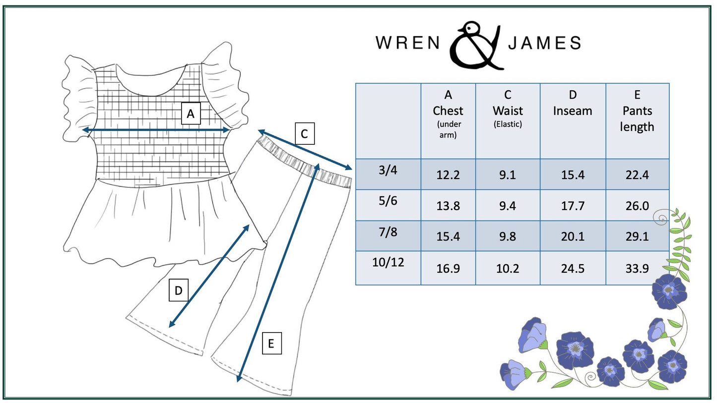 Wren & James - Girls Olive Velvet Ruffle Top & Retro Bell Bottom Pant Set