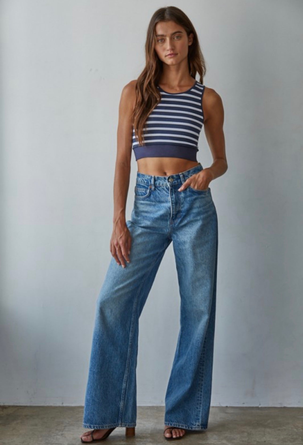 Coastal Stripe Cropped Tank