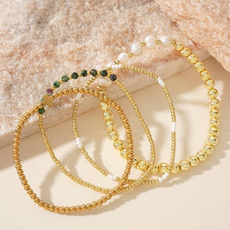 JOSSLYN by wall to wall - MULTI BALL PEARL CHAIN STRETCH BRACELET | 40B5183