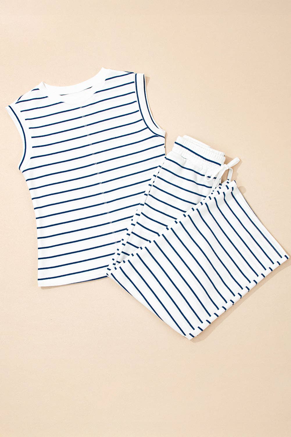 LALA LOO - Stripe Sleeveless Top And Pants Set