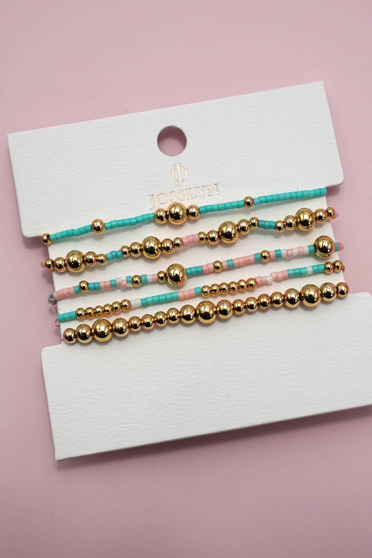 JOSSLYN by wall to wall - MULTI LAYER NATURAL STONE BALL CHAIN LINK BRACELET | 40B5182