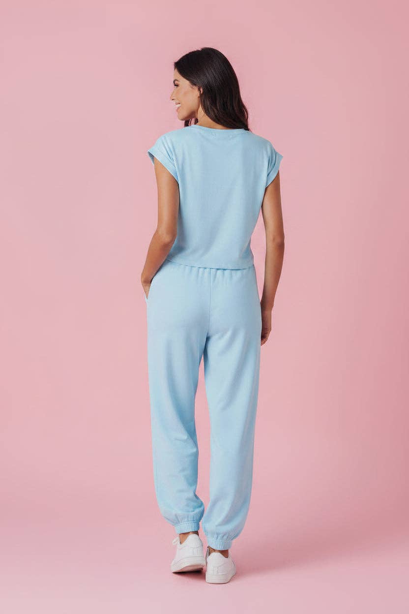 LALA LOO - LALALOO Solid Cropped Tank Top & Jogger Pants Set