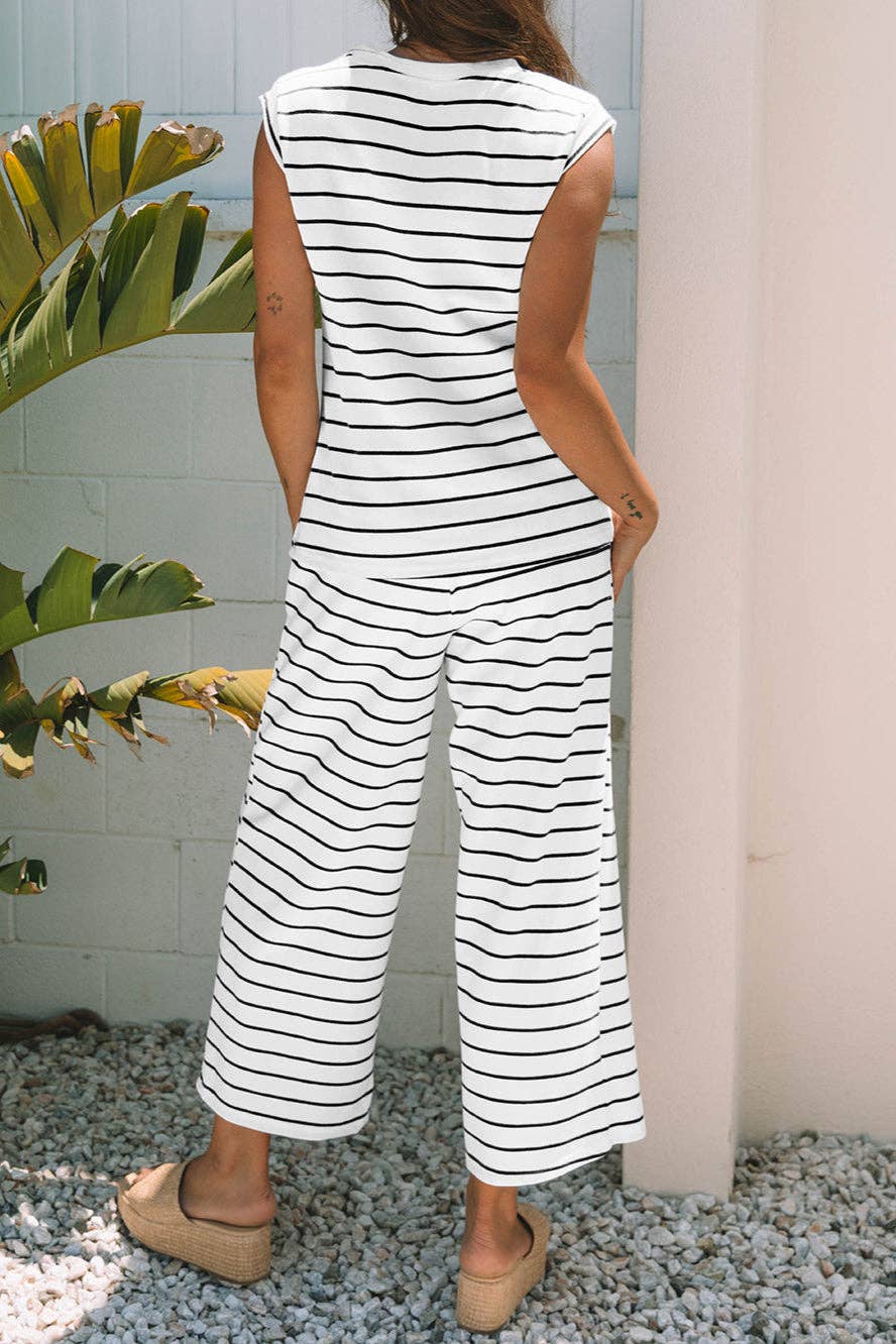 LALA LOO - Stripe Sleeveless Top And Pants Set