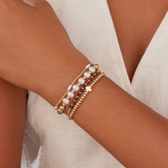 JOSSLYN by wall to wall - MULTI BALL PEARL CHAIN STRETCH BRACELET | 40B5183