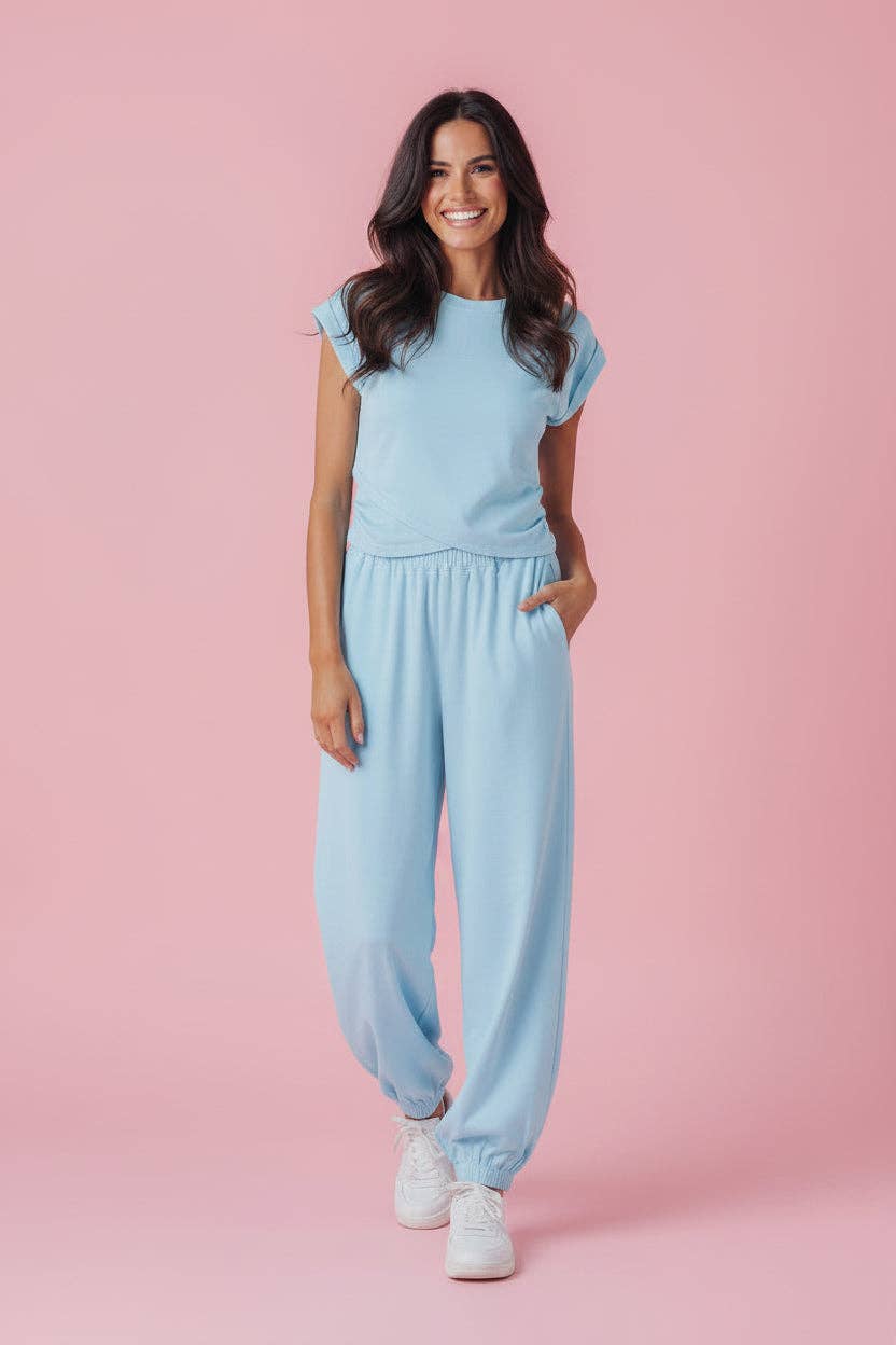 LALA LOO - LALALOO Solid Cropped Tank Top & Jogger Pants Set