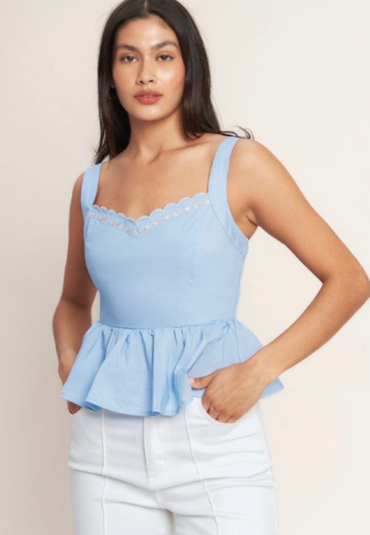 Bluebell Scallop Peplum Top