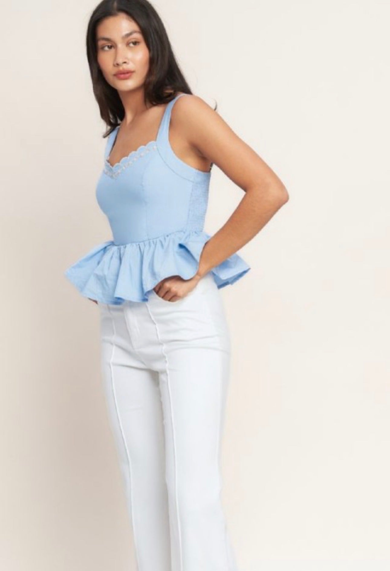 Bluebell Scallop Peplum Top