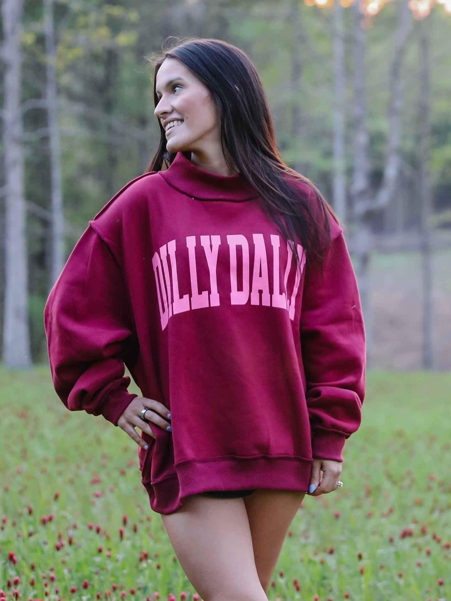 Dilly Dally Varsity Mock Neck Pullover -SOLD OUT
