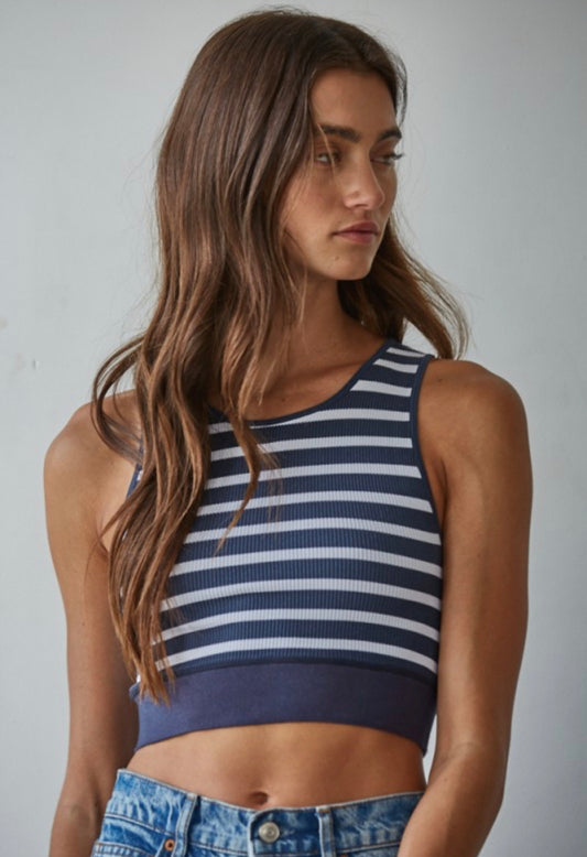 Coastal Stripe Cropped Tank