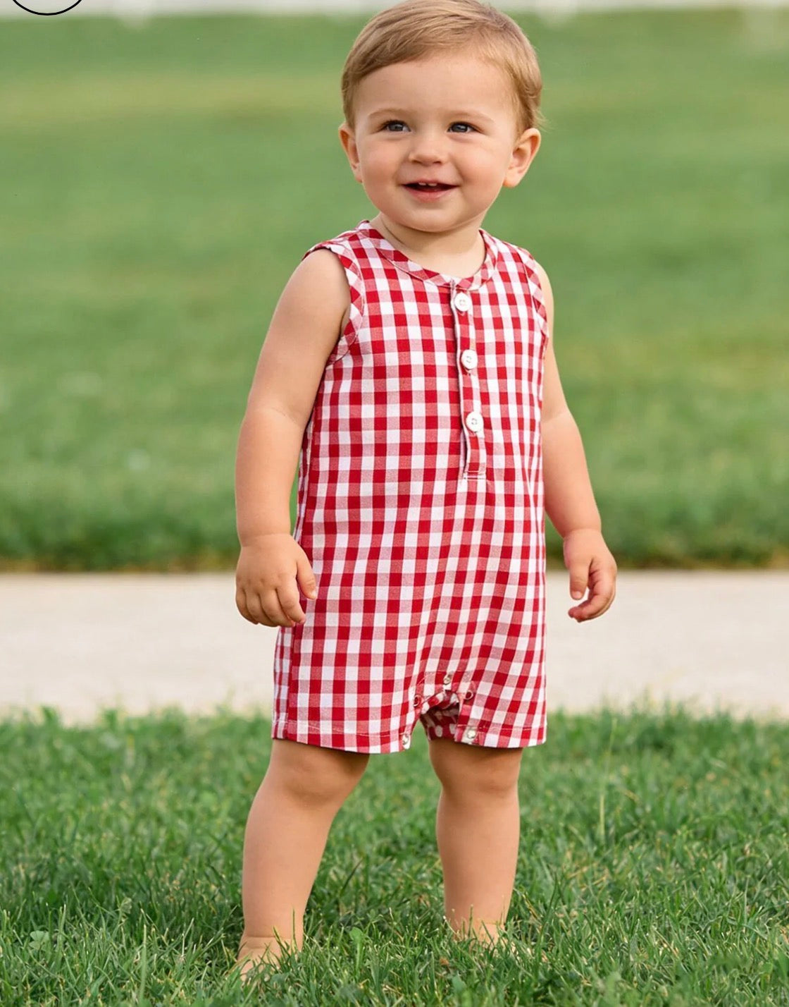 All American Gingham Baby Romper