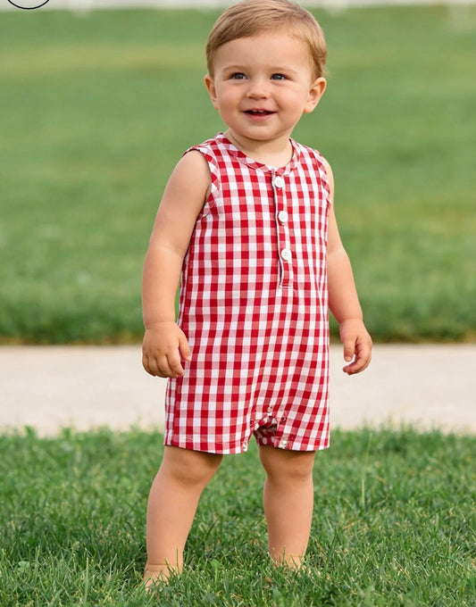 All American Gingham Baby Romper