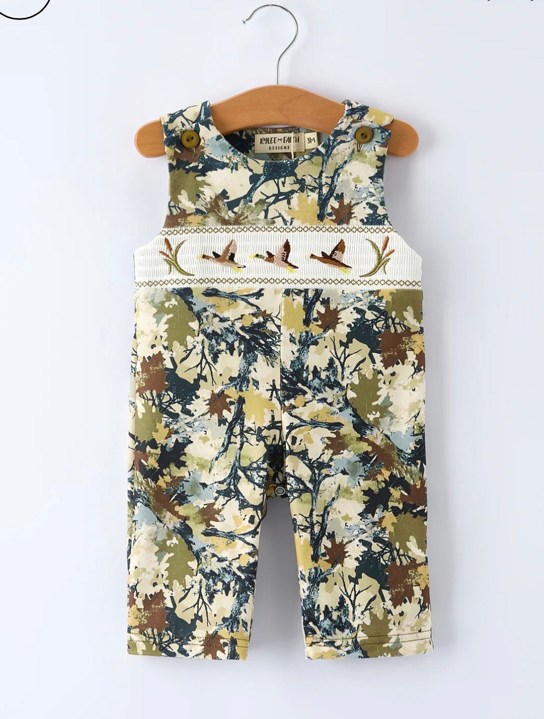 Mallard Camo Smocked Boys Romper