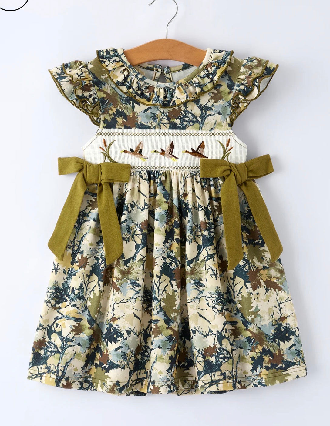 Mallard Camo Smocked Girls Dress