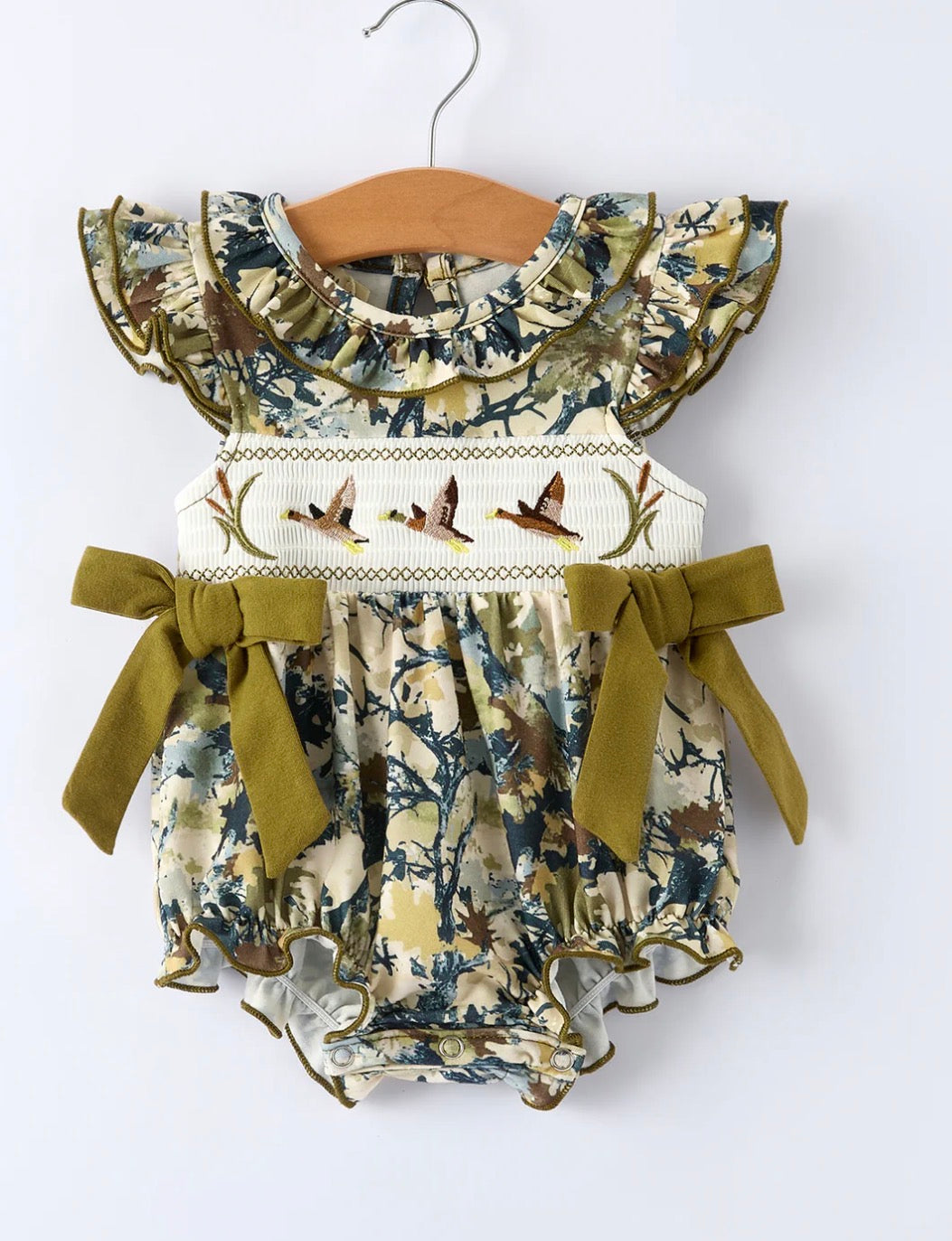 Mallard Camo Smocked Baby Bubble