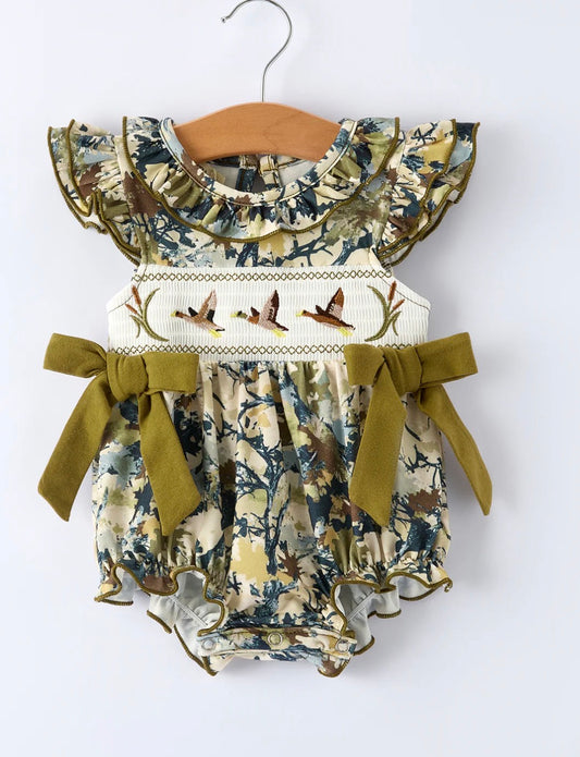 Mallard Camo Smocked Baby Bubble