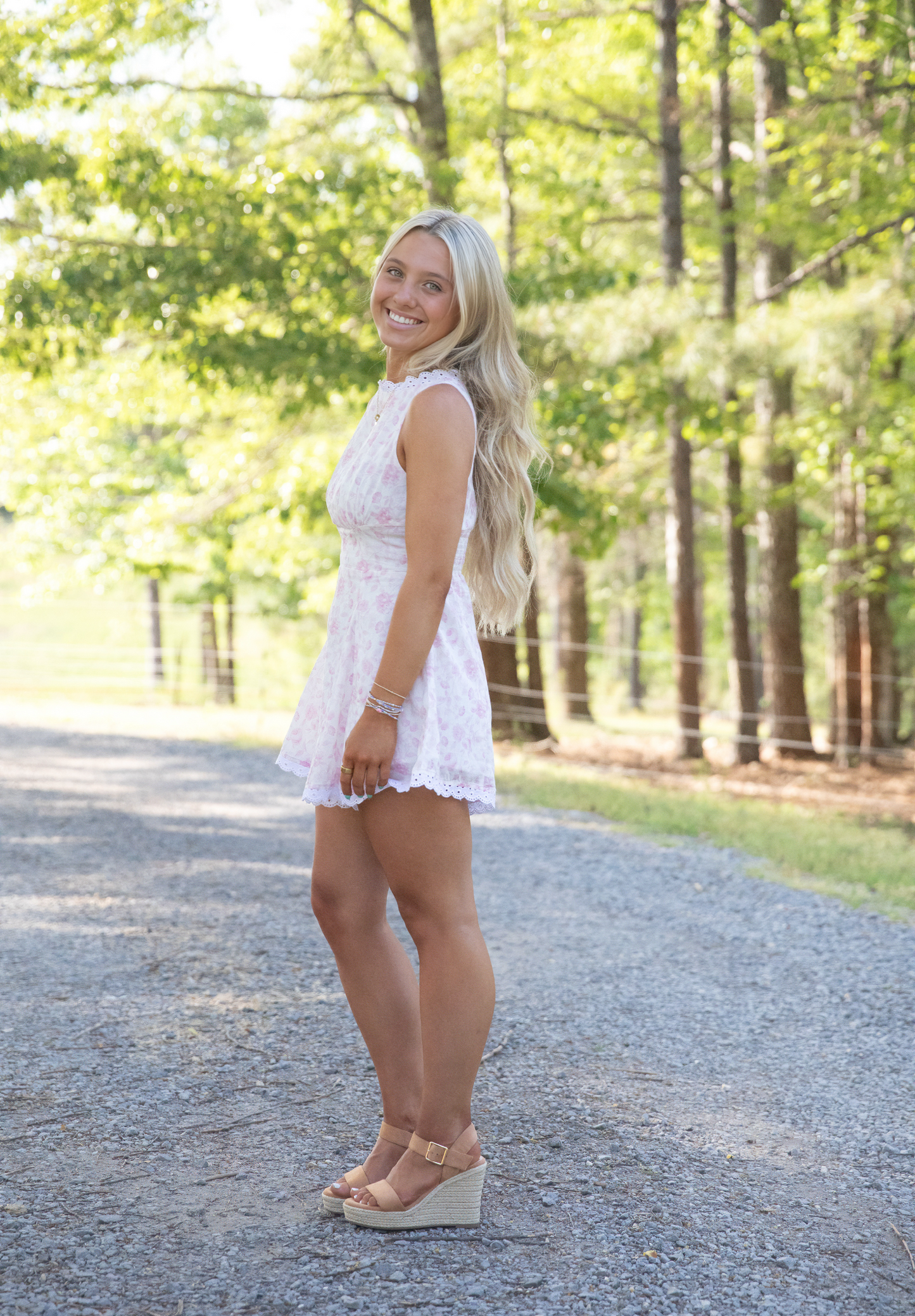 Sweet Bloom Lace Trim Romper
