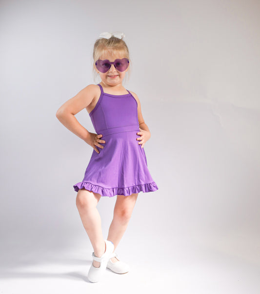 💜 Sweet Lavender Ruffle Dress (Girls)
