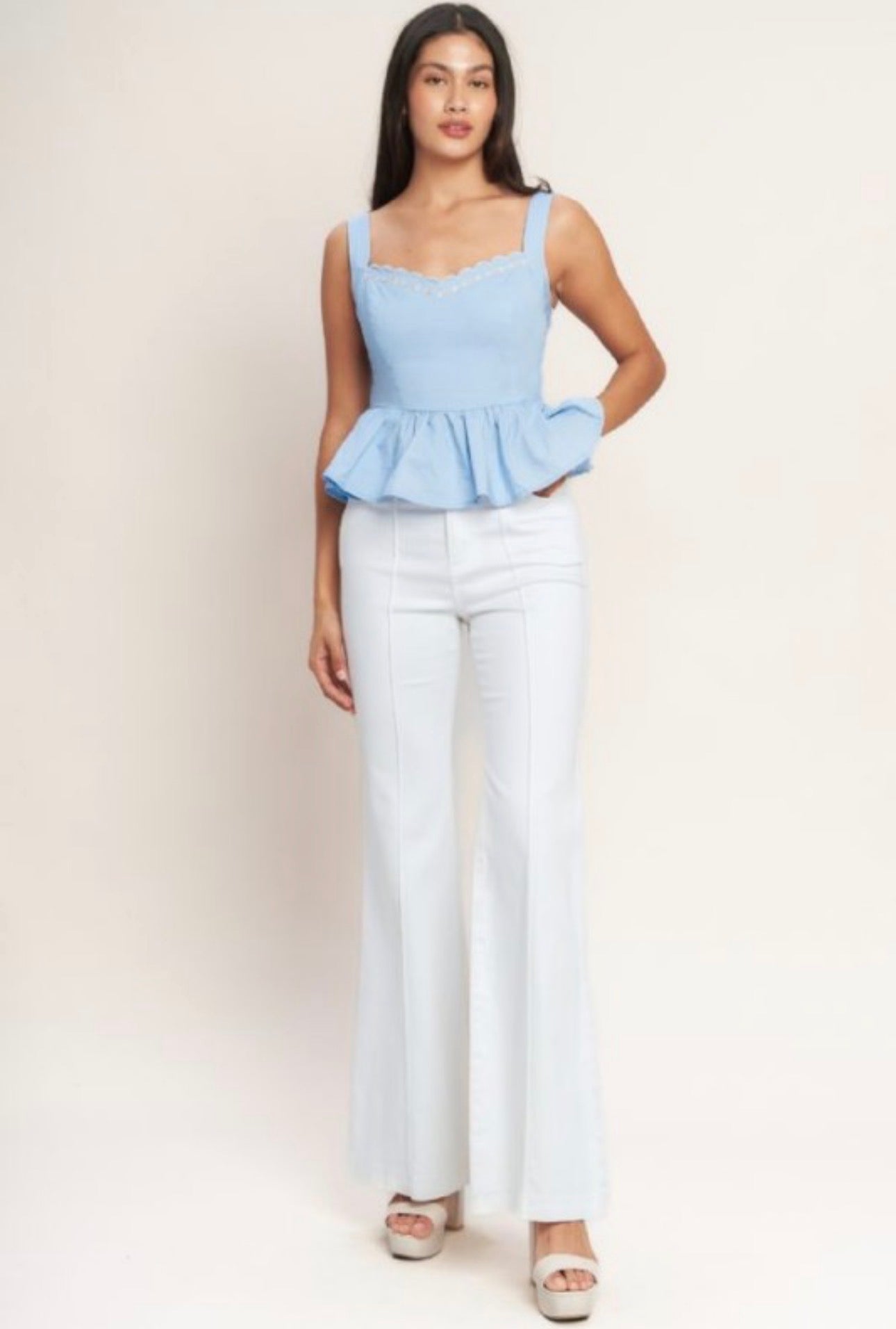 Bluebell Scallop Peplum Top