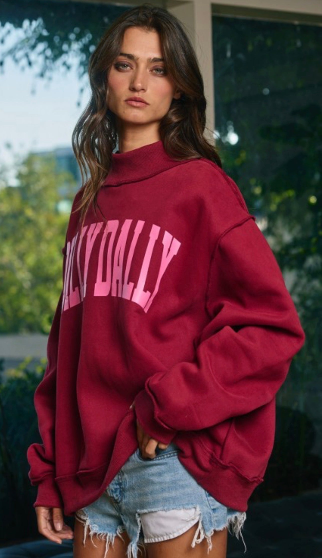 Dilly Dally Varsity Mock Neck Pullover -SOLD OUT