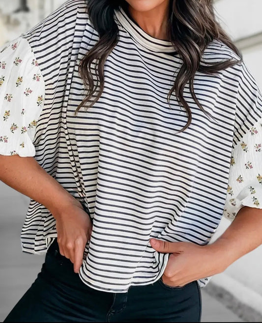 Sweet Stripe & Floral Top