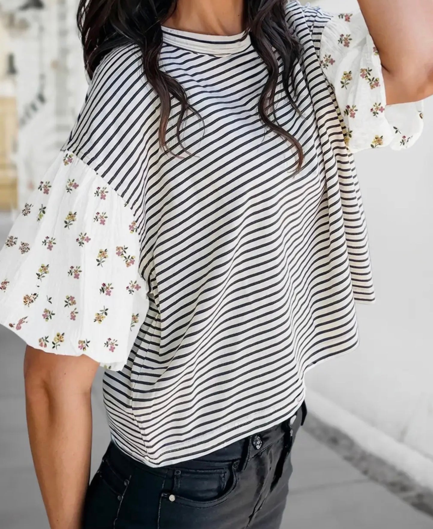 Sweet Stripe & Floral Top