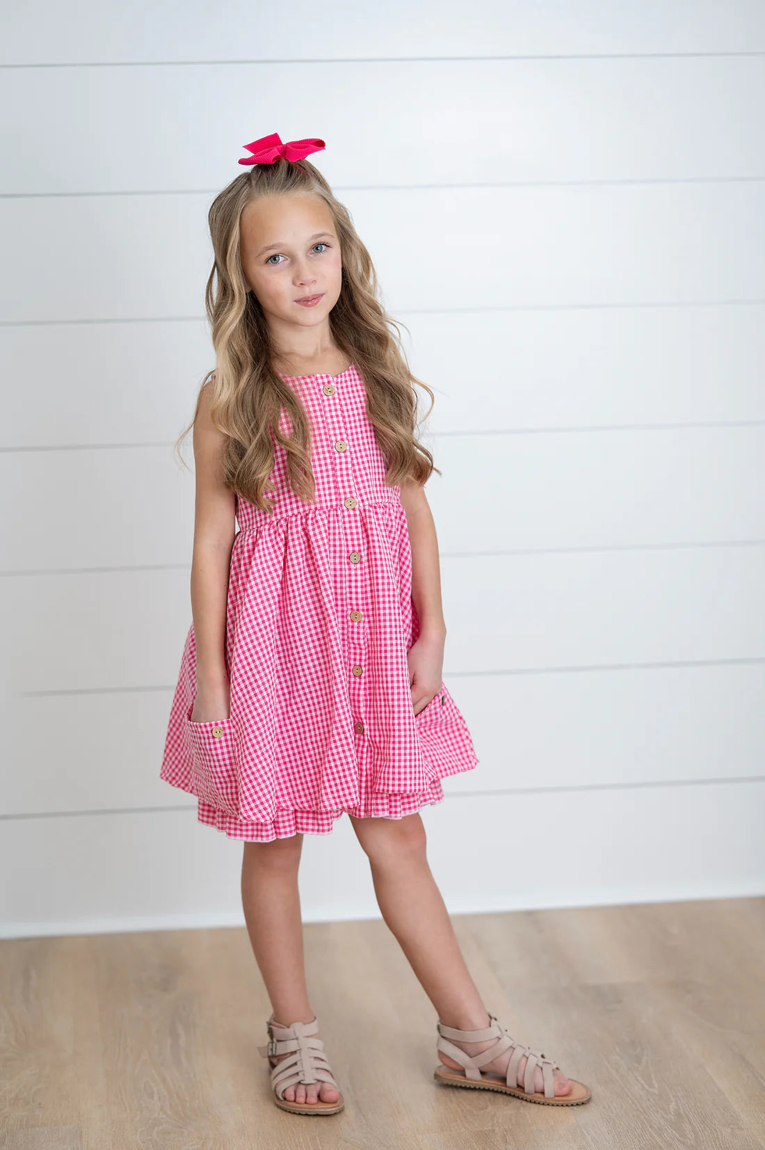 Sweet Gingham Button Dress