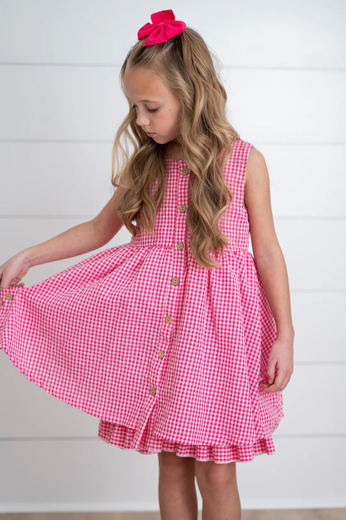Sweet Gingham Button Dress