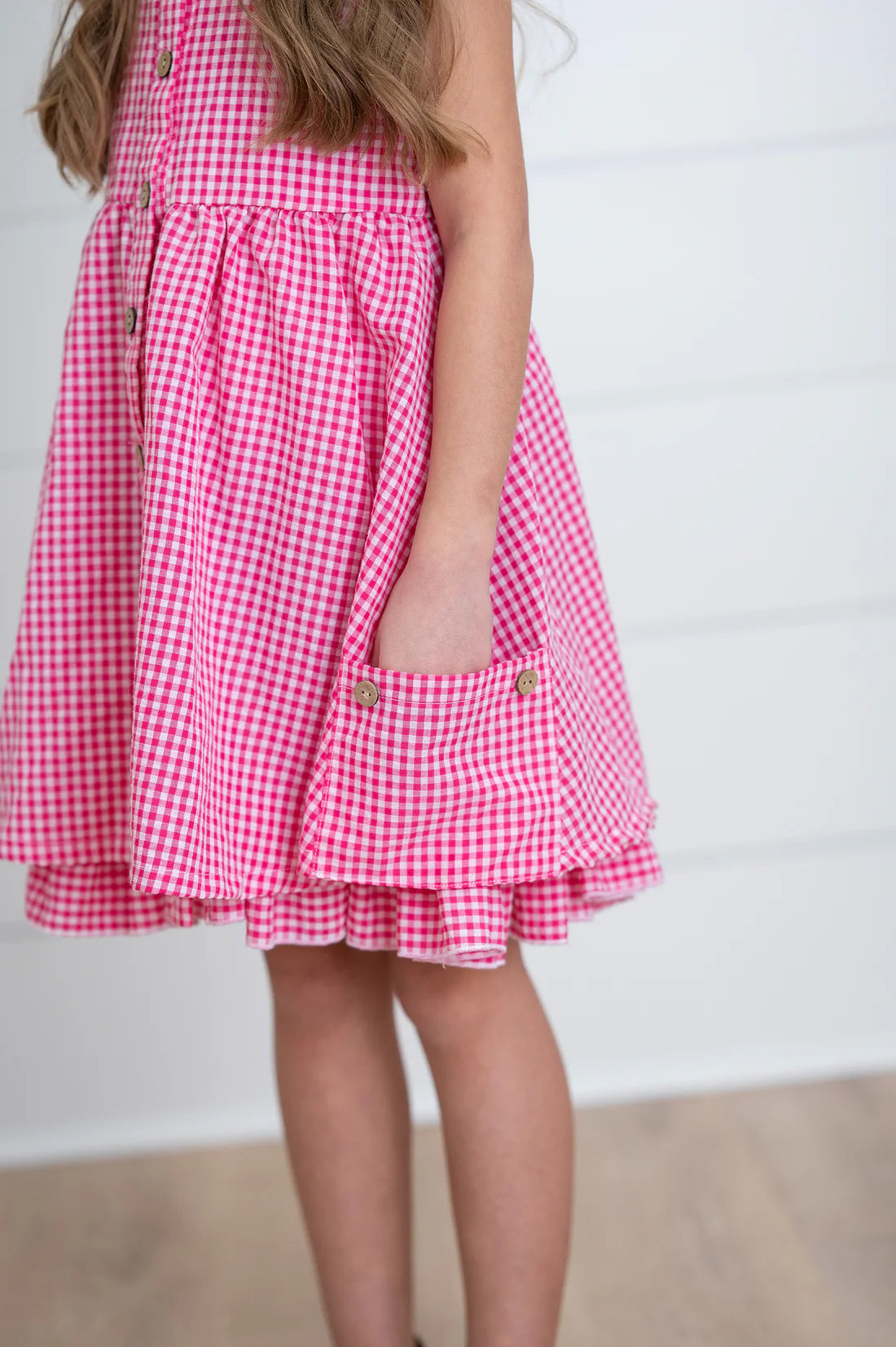 Sweet Gingham Button Dress