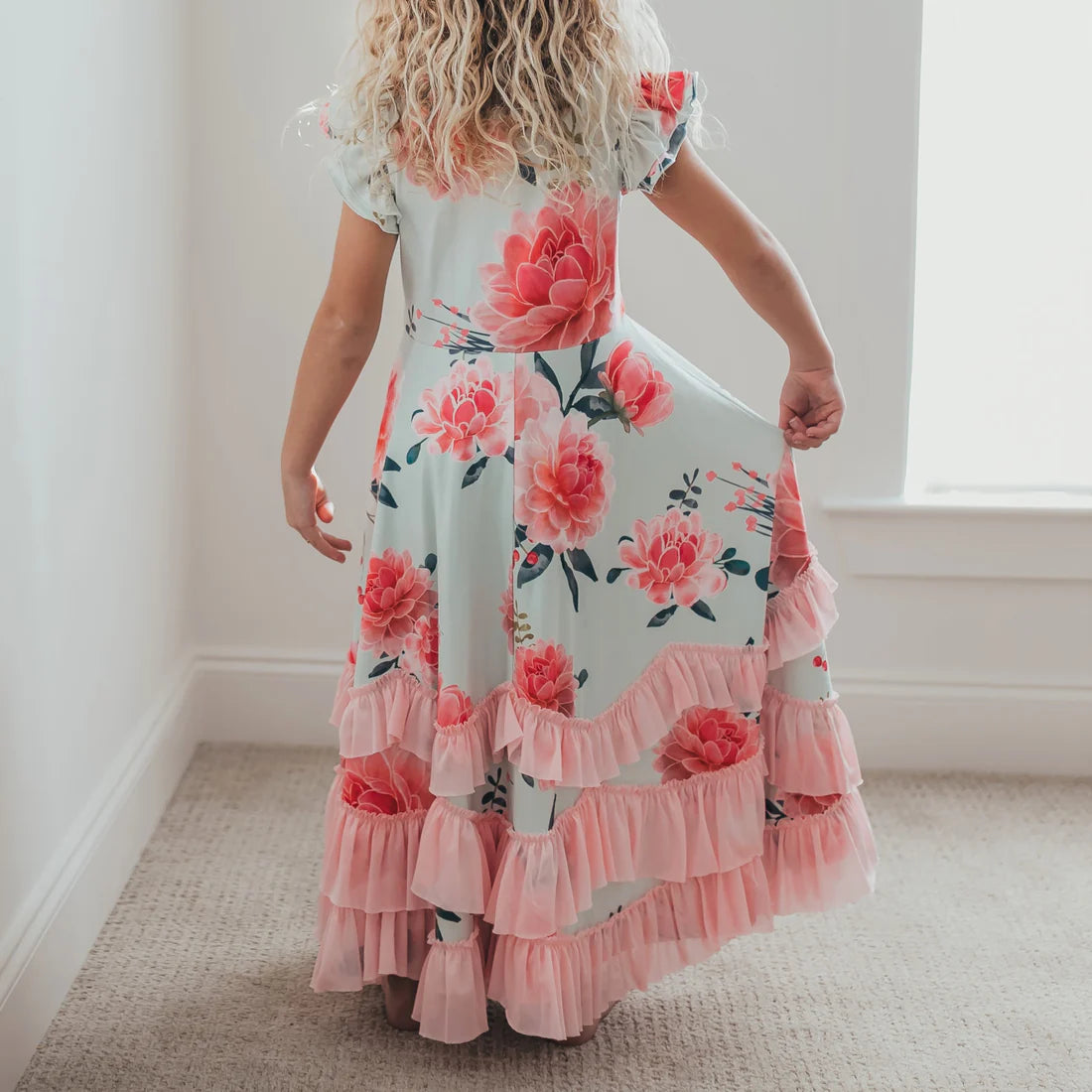 Blush Bloom Ruffle Maxi Dress
