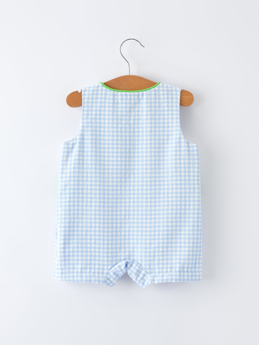 Baby Boys Summer Crocodile Embroidered Smocked Romper