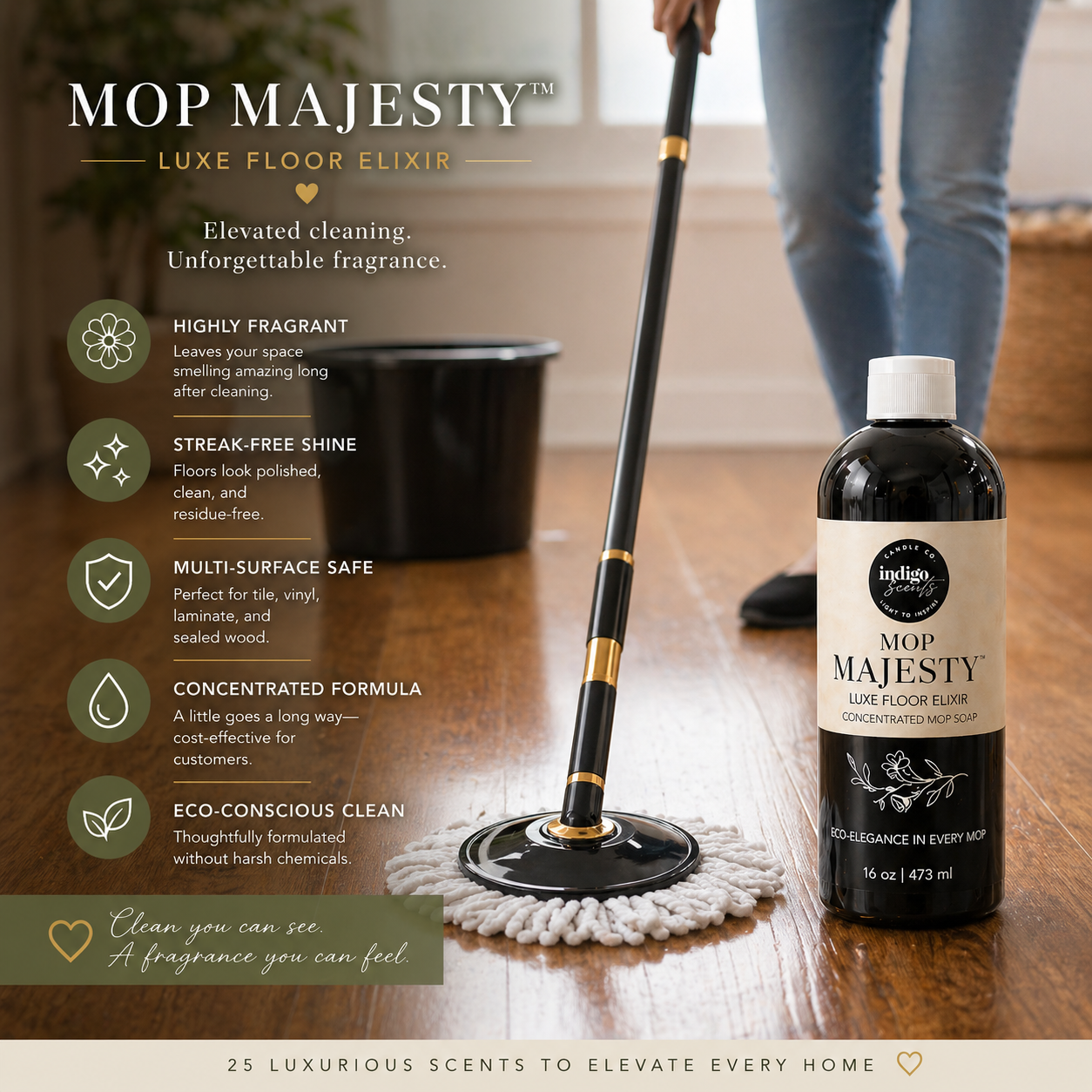 Indigo Scents Home Fragrance - Mop Majesty – Luxury Mop Soap & Floor Cleaner