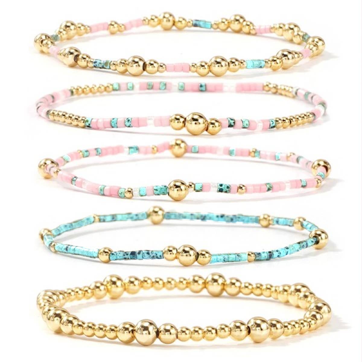 JOSSLYN by wall to wall - MULTI LAYER NATURAL STONE BALL CHAIN LINK BRACELET | 40B5182