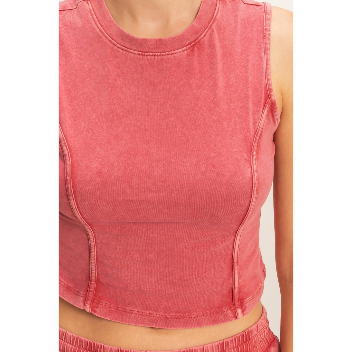 Double Zero - Mineral Washed Sleeveless Top & Wide Leg Pants Set