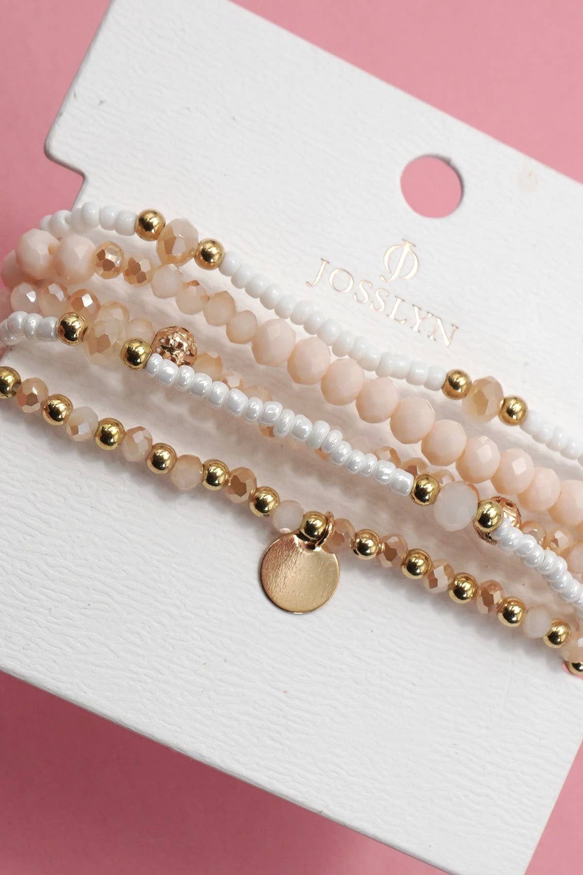 JOSSLYN by wall to wall - MULTILAYER BEADED CHAIN DISC CHARM BRACELET | 40B5160