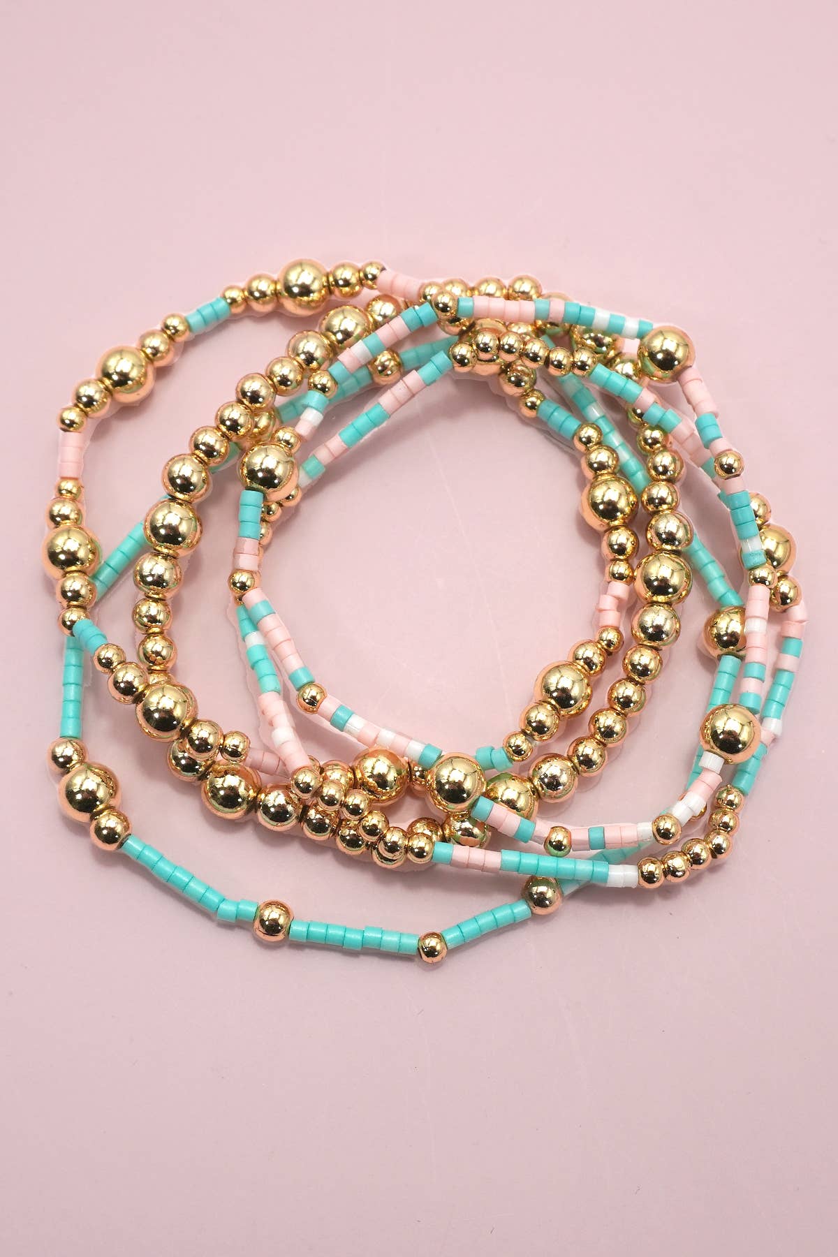 JOSSLYN by wall to wall - MULTI LAYER NATURAL STONE BALL CHAIN LINK BRACELET | 40B5182