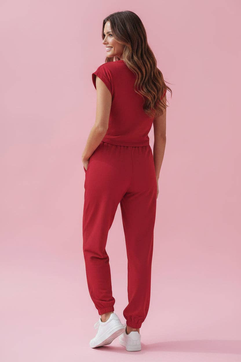 LALA LOO - LALALOO Solid Cropped Tank Top & Jogger Pants Set