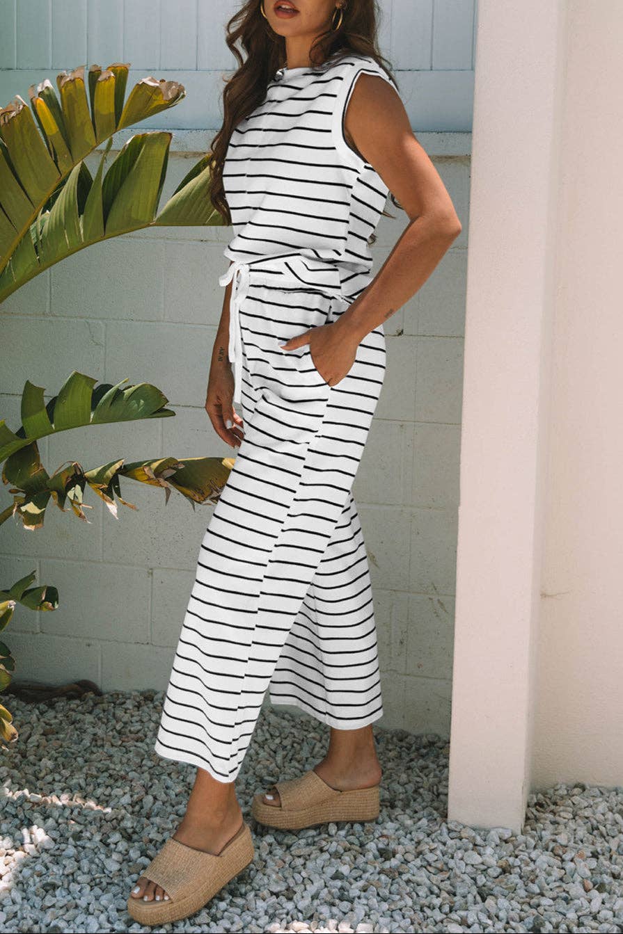 LALA LOO - Stripe Sleeveless Top And Pants Set
