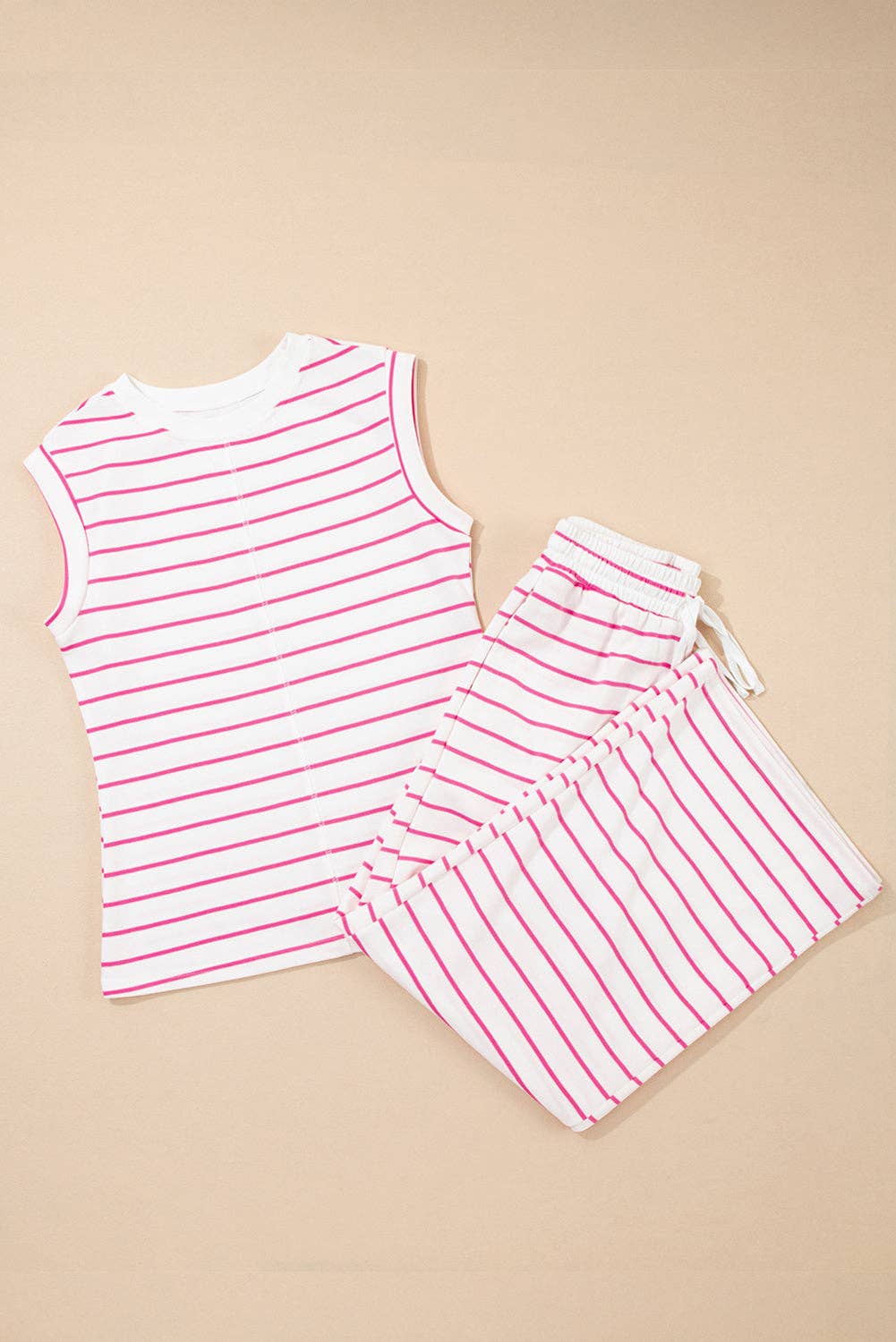 LALA LOO - Stripe Sleeveless Top And Pants Set